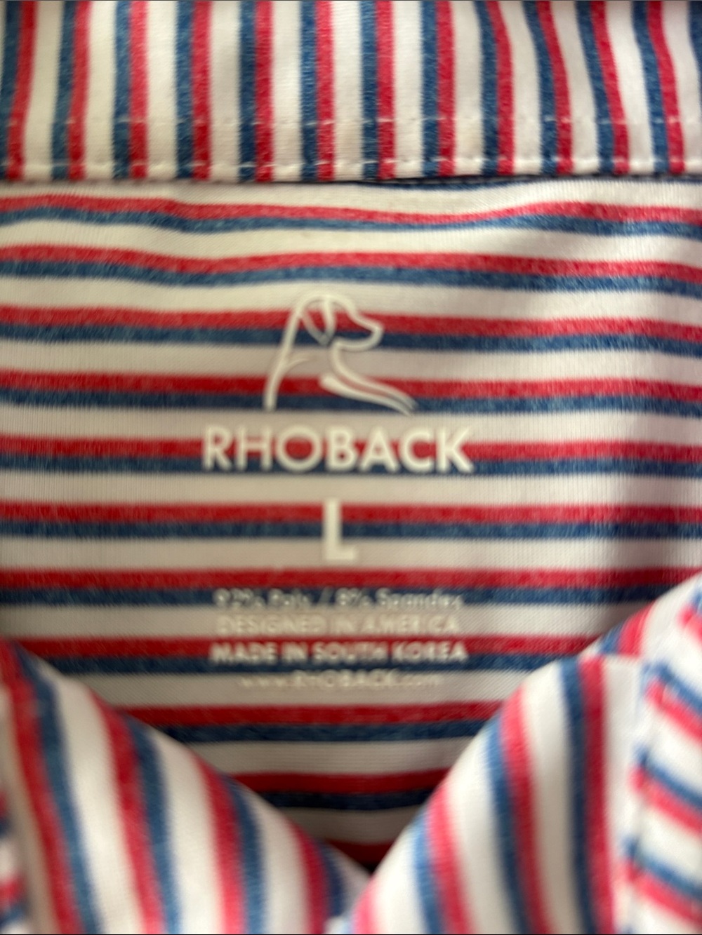 Rhoback Men’s Button-Down Shirt in Red, Blue & White Stripes
